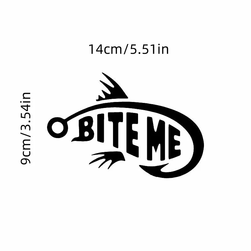 Lustiger Aufkleber „Bite My Fish“ für Autos, Angel-Vinyl-Aufkleber, wasserfest, sonnenfest, schwarz, weiß