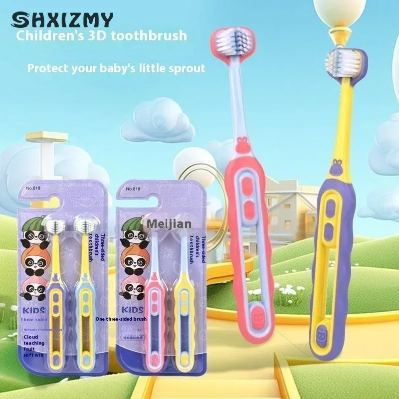 

2 Pcs Children'S Toothbrush Three-Sided Soft Bristle Teeth Whitening Brushes For Children Aged 3-12 Years Dental Oral Care