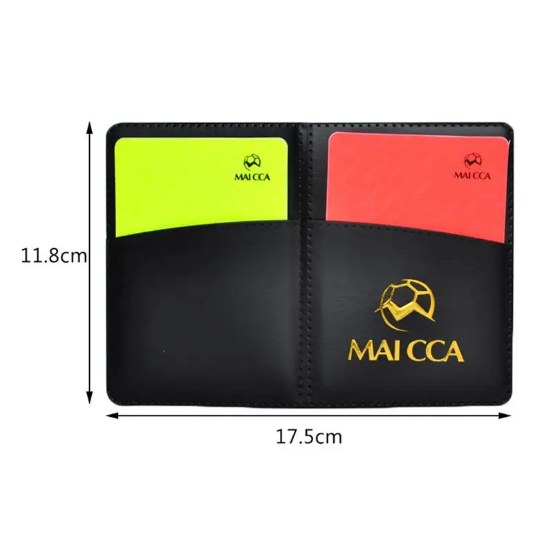 Carte rosse e gialle da calcio Registra carta rossa Strumento per arbitro di carte gialle con custodia in pelle e attrezzatura da calcio con penna a sfera