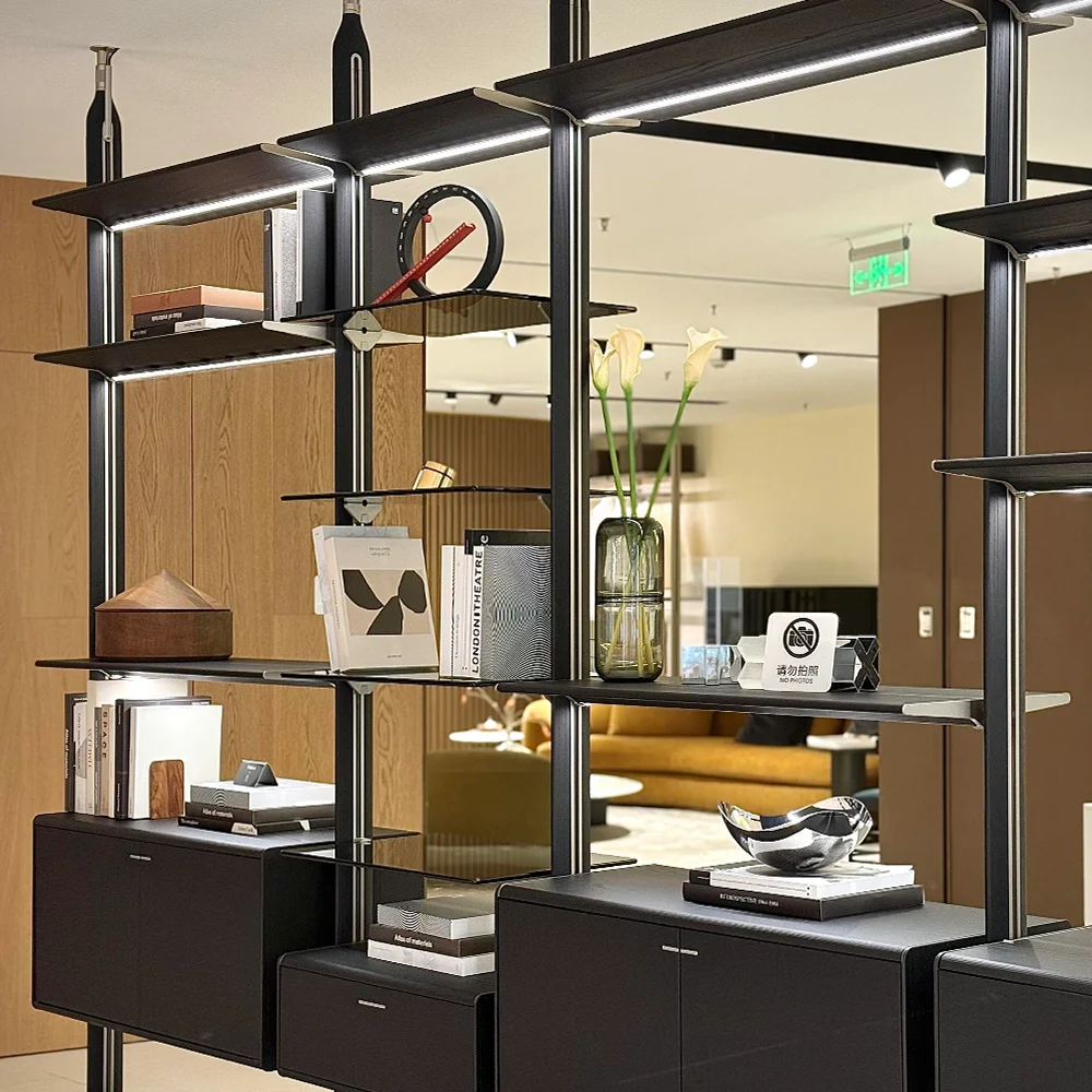 Minimalist Night System Modern Design  Wall-Mounted Aluminium Wardrobe  Arch Pillar-Based  Night System for Bookcase