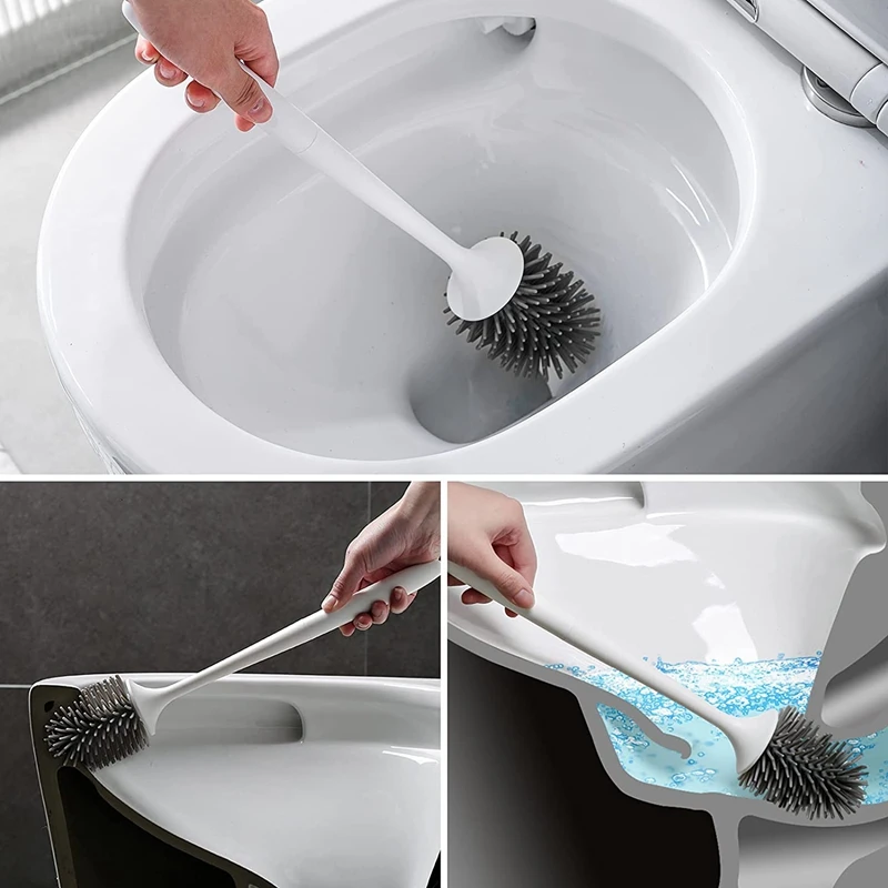 SEWS-Toilet Brush With Holder, Silicone Toilet Bowl Cleaning Brush And Holder Set