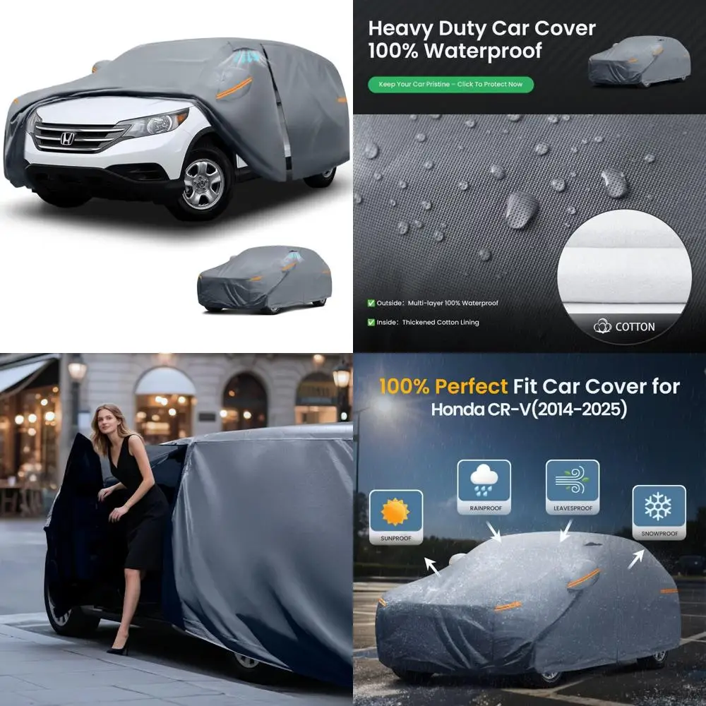 

Breathable Vents Waterproof Car Cover with Premium Cotton Liner and Zippered Door Access, 2014-2025 Model SUV Protective Cover