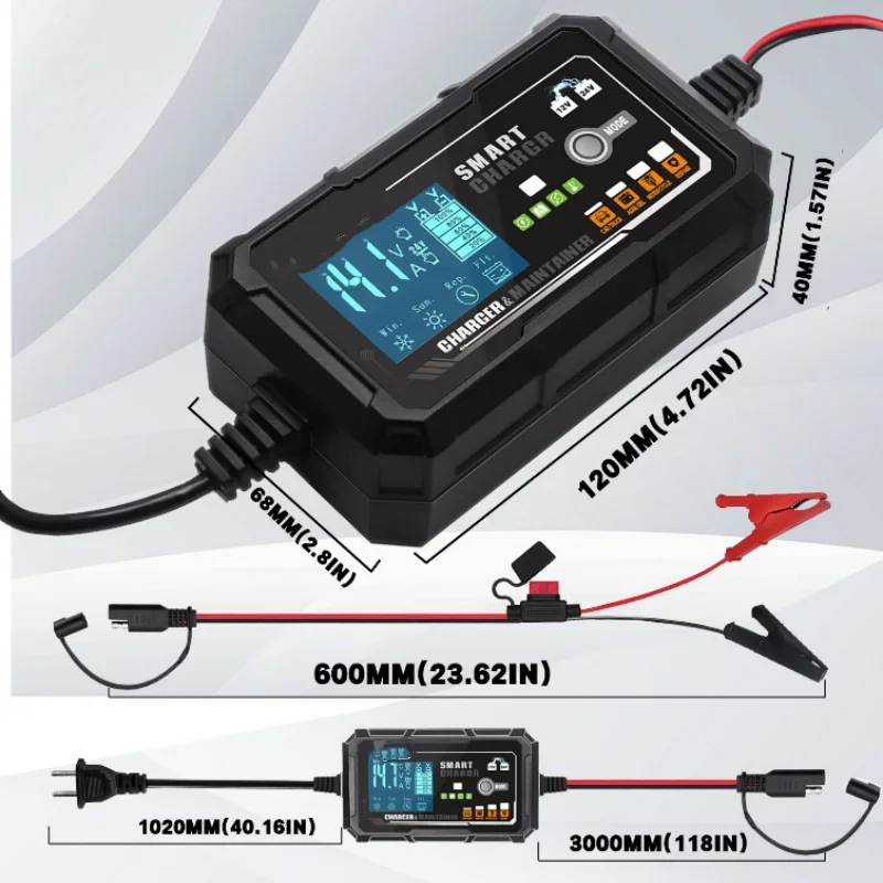 Car Charger 12V3A24V2A-2.5A Smart Battery Charger for Car and Motorcycle Lead-Acid Battery Charger Environmental Protection