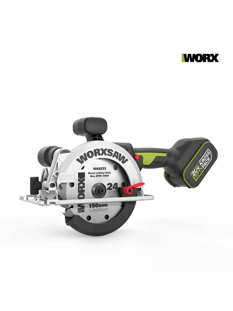 WORX WU535X WU535 Cordless Circular Saw Brushless Motor 140mm/150mm 45 /90 Degree Wood Cutting Powershare Green Battery