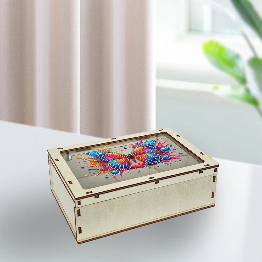 

Diamond Painting Storage Box Wooden Box DIY 5D Diamond Painting Jewelry Box Diamond Painting Container Box for Women
