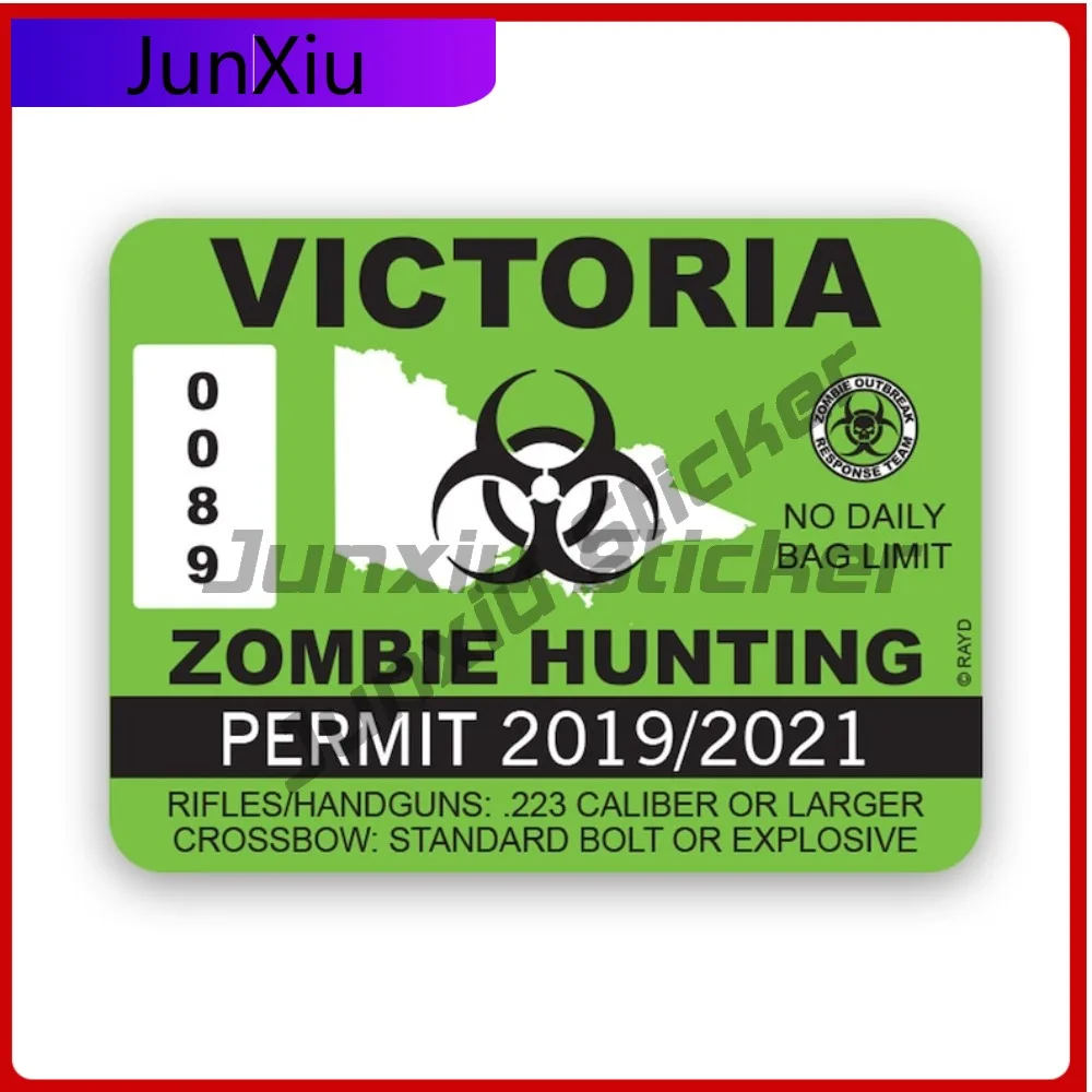 

Victoria Zombie Hunting Permit Stickerwaterproof Outdoor Cool Car Waterproof Vinyl Decal For Outdoor Safety Warnings Sticker