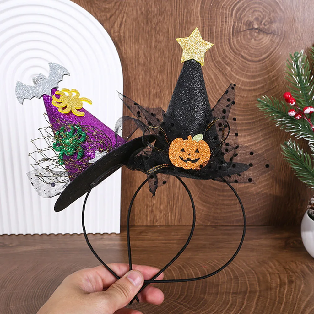 Halloween Headdress With Hat Lace Headband Pumpkin Funny Decoration Hairband Hair Accessories Festival Performance Ornaments