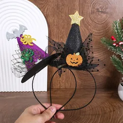 Halloween Headdress With Hat Lace Headband Pumpkin Funny Decoration Hairband Hair Accessories Festival Performance Ornaments