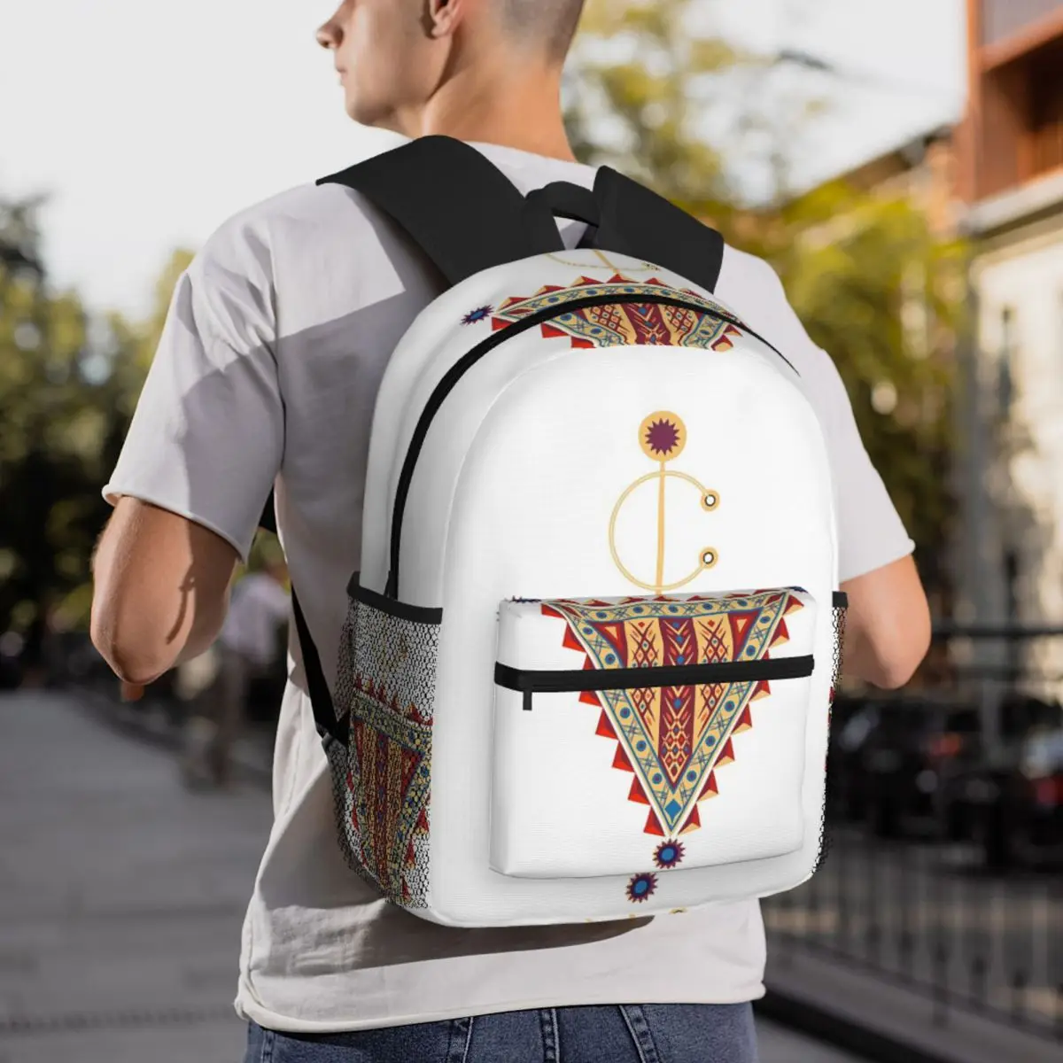 Amazigh Tazerzit Emblem Of The Moroccan Berbers Backpack Daypack Large Capacity Children BookBag School Bag Shoulder Bags