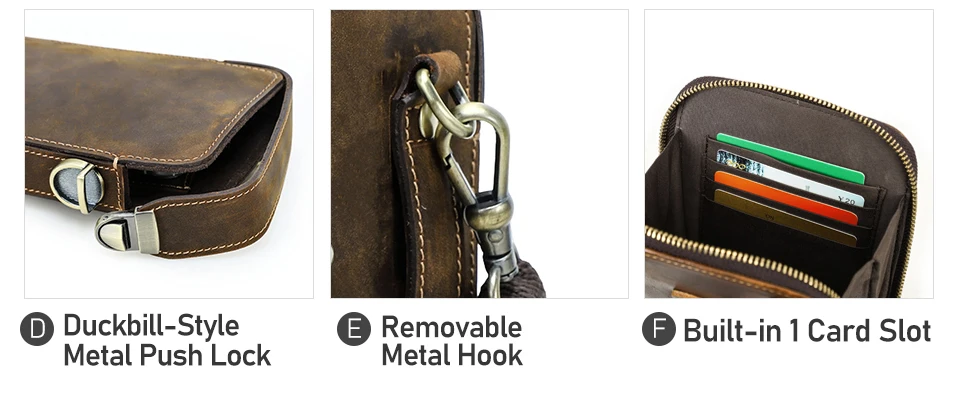 CONTACT'S Echtleder-Umhängetasche für Herren, Vintage-Hüfttasche für Handys, passend für 6,9" iPhone 17 Pro Max, Herren-Reise-Umhängetasche – Detail 12