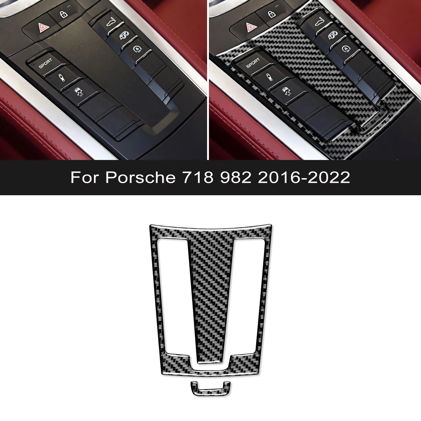 For Porsche 718 982 16-22 Carbon Fiber Variable Speed Adjustment Panel Trim Cover Car Interiors Accessories Decoration Sticker