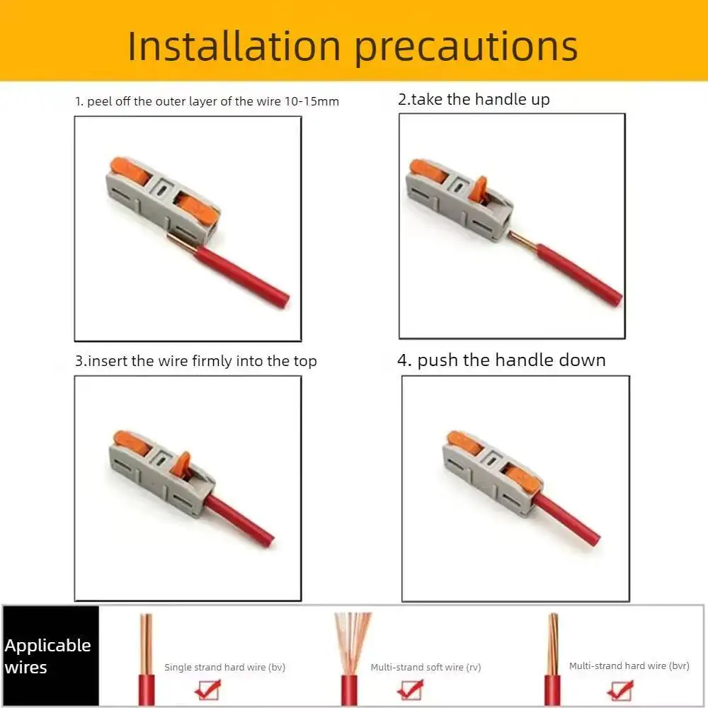 Mini Type Wire Connectors 2 Pin Electrical Cable Led Strip Terminal Blocks Cage Spring Universal Compact Quick Wiring Conductor