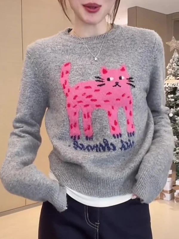 

La Chapelle ey свитер с вышивкой, женский ленивый вязаный свитер, осень-зима, Новое поступление, удобное тепло, модный