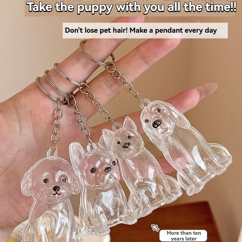كبيرة الحجم الكلب تخزين الشعر قلادة المفاتيح شفافة الحيوانات الأليفة الفراء تذكار كبسولة DIY بها بنفسك الديكور الهدايا التذكارية لمحبي الحيوانات الأليفة #5