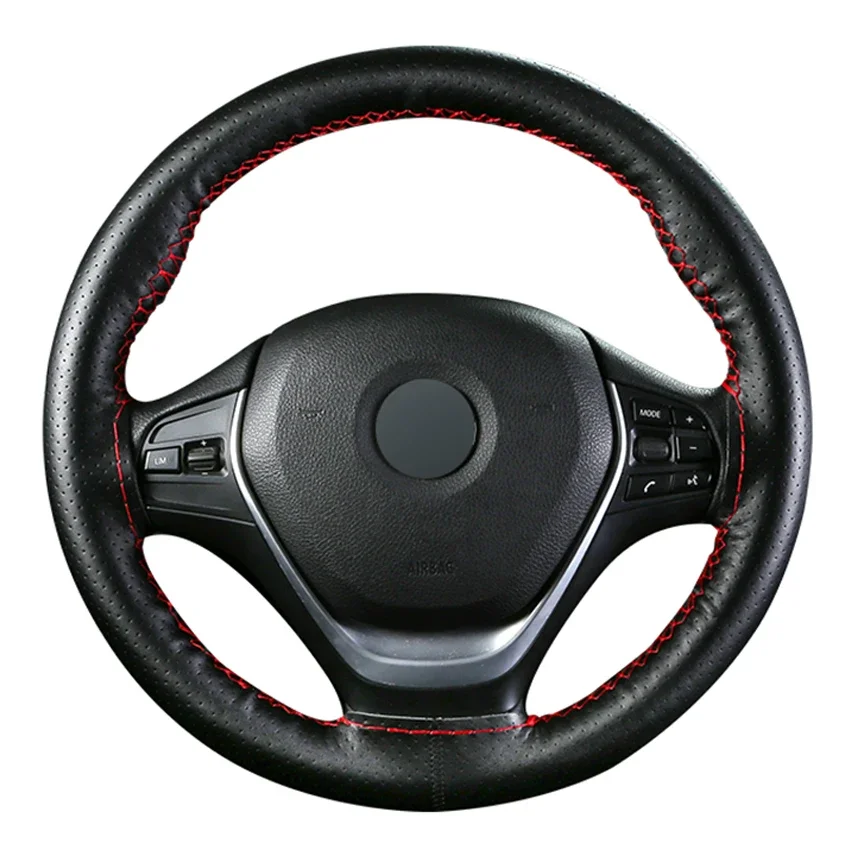 38cm Universal Soft Comfortable PU Faux Leather Car Steering Wheel Cover With Needles and Thread Diameter Auto Car Accessories