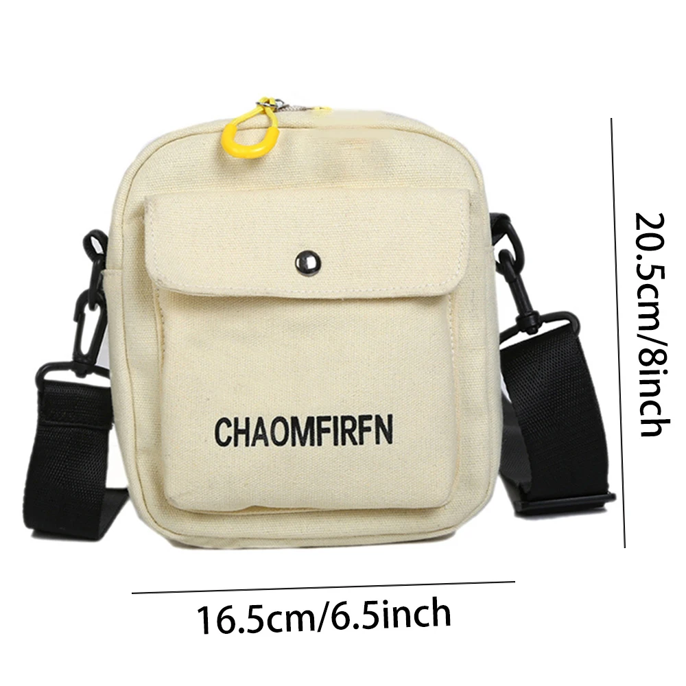 1Pc 2024 New Canvas Bag Female Messenger Small Bag Japanese Fashion Student Korean Version Simple Shoulder Mobile Phone Bag