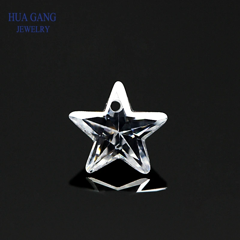 Single Hole AAAAA Star Shape White Cubic Zirconia Stone For Jewerly Making 4x4~10x10mm High Quality CZ color