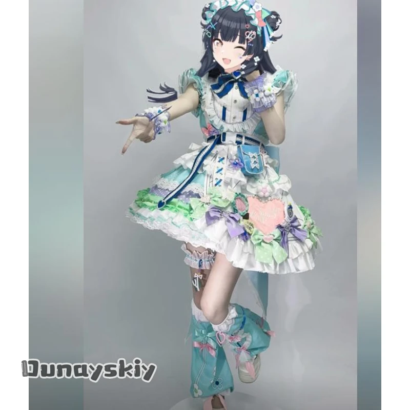 

Костюм для косплея Аманда Кос*/Аниме-игра IDOLM@STER SHINY COLORS, группа идолов I'm A Cutie Finder, Майузуми Фуюко, синее платье-торт, кавайный стиль