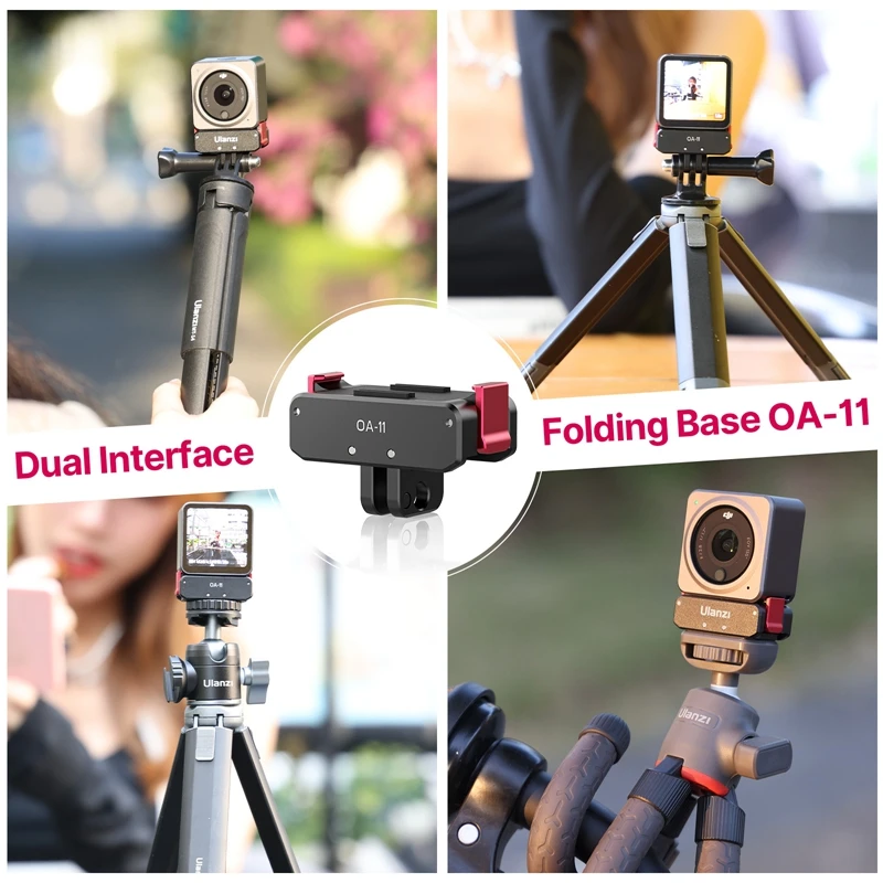 Складная база Ulanzi OA-11 с двойным интерфейсом для DJI Osmo Action 3, складное крепление OA-13, магнитная база источника питания для DJI Action 2