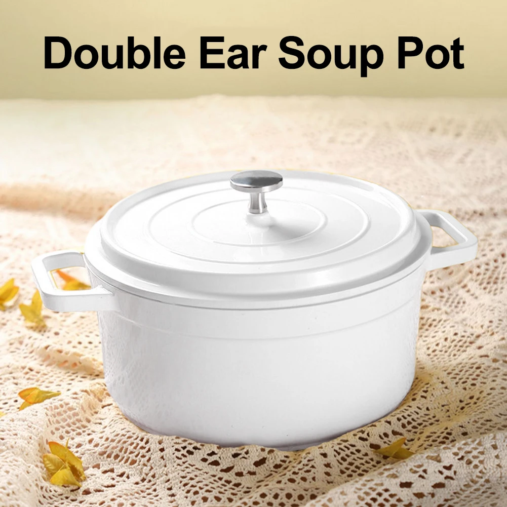 

Mini Cast Aluminum Pot Casserole Enameled Cast Aluminum Dutch Oven with Lid Non-Stick Heavy Duty Stock Pot Home Cooking Cookware