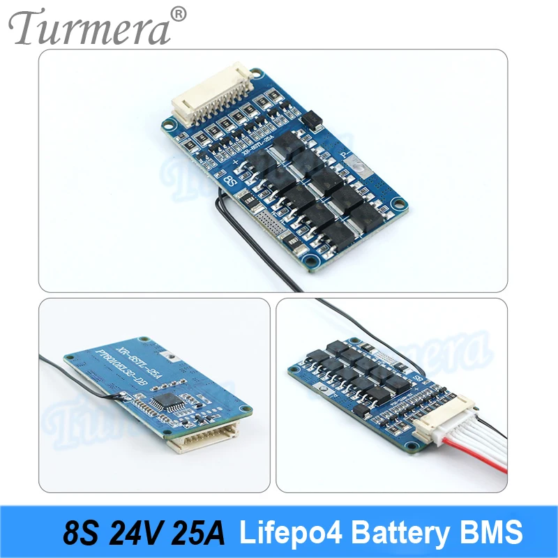 Turmera 8S 24V 29.2V 25A Lifepo4 Bateria BMS Płytka zabezpieczona przed równowagą dla 18650 32650 32700 33140 Zastosowanie ogniw