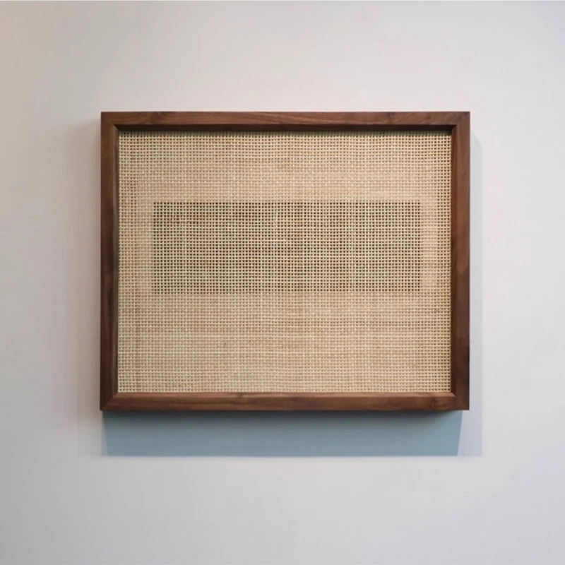 Wall Mounted Meter Box Decor Solid Wood Electrical Box Hiding Cabinet Rattan Circuit Breaker Cover Modern Woven Art for Hallway