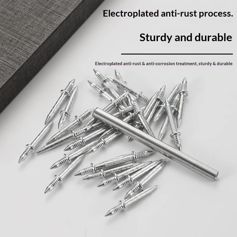 50pcs seamless nail, sheep horn nail, double headed nail, wood veneer special invisible double-sided edge sealing cement nail