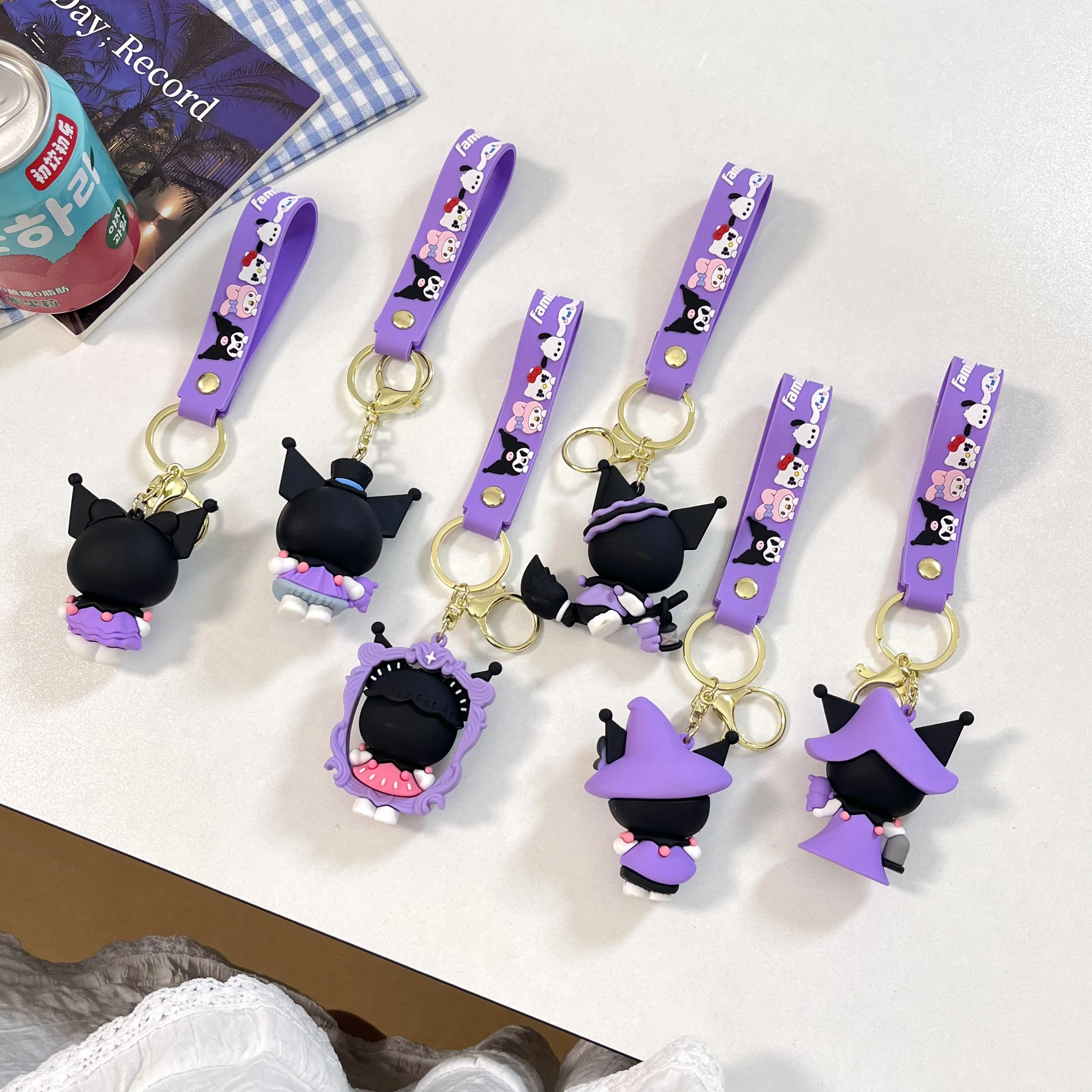 Sanrio 헬로 키티 키 체인 귀여운 만화 멜로디 Kuromi 인형 장식 열쇠 고리 쥬얼리 소녀 & 어린이 선물 장난감 크리스마스 선물 아이디어