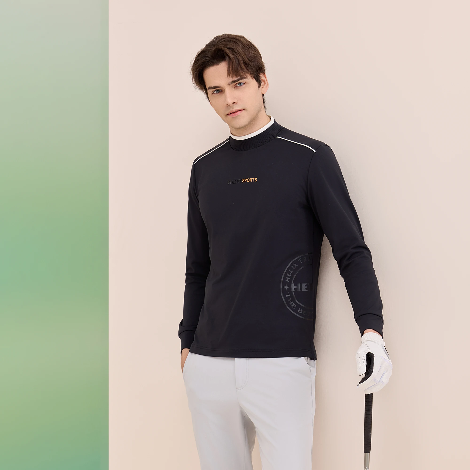 HELIX Golf Clothing Men's Long-Sleeved Autumn and Winter Soft Breathable Sun Protection Sports Top T-Shirt