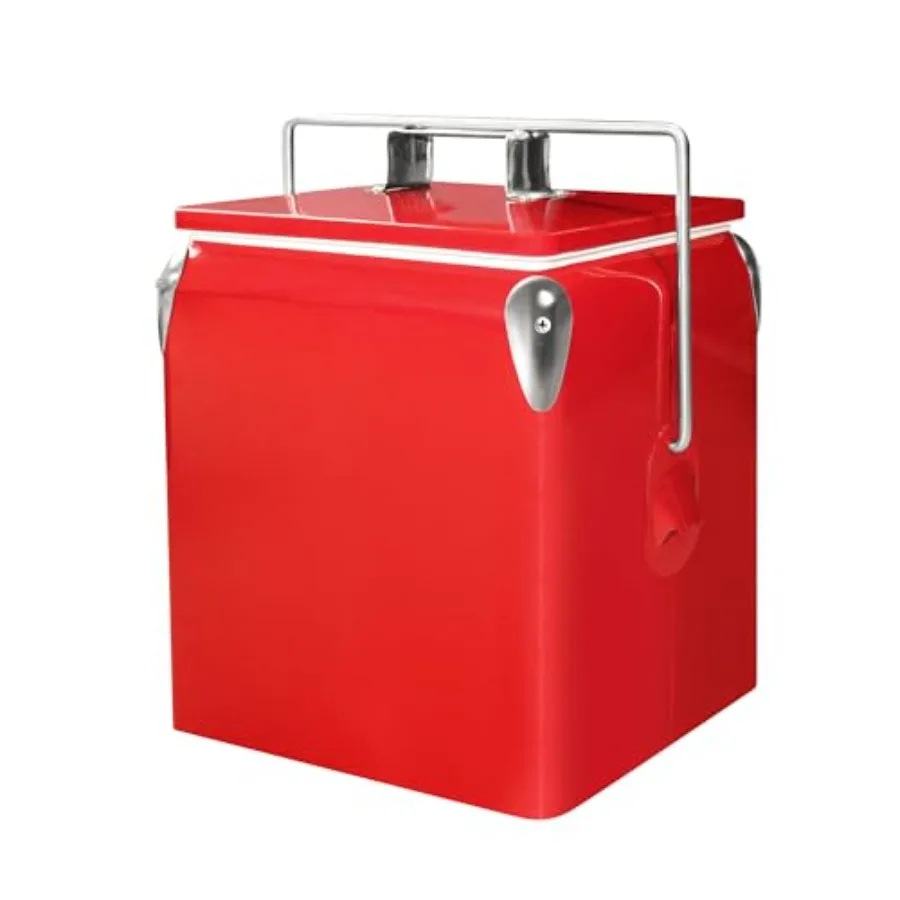 

Retro Ice Chest Cooler with Bottle Opener 13L 14Qt Stainless Steel Vintage Style Ice Bucket for Camping Party Beach Picnic RV B