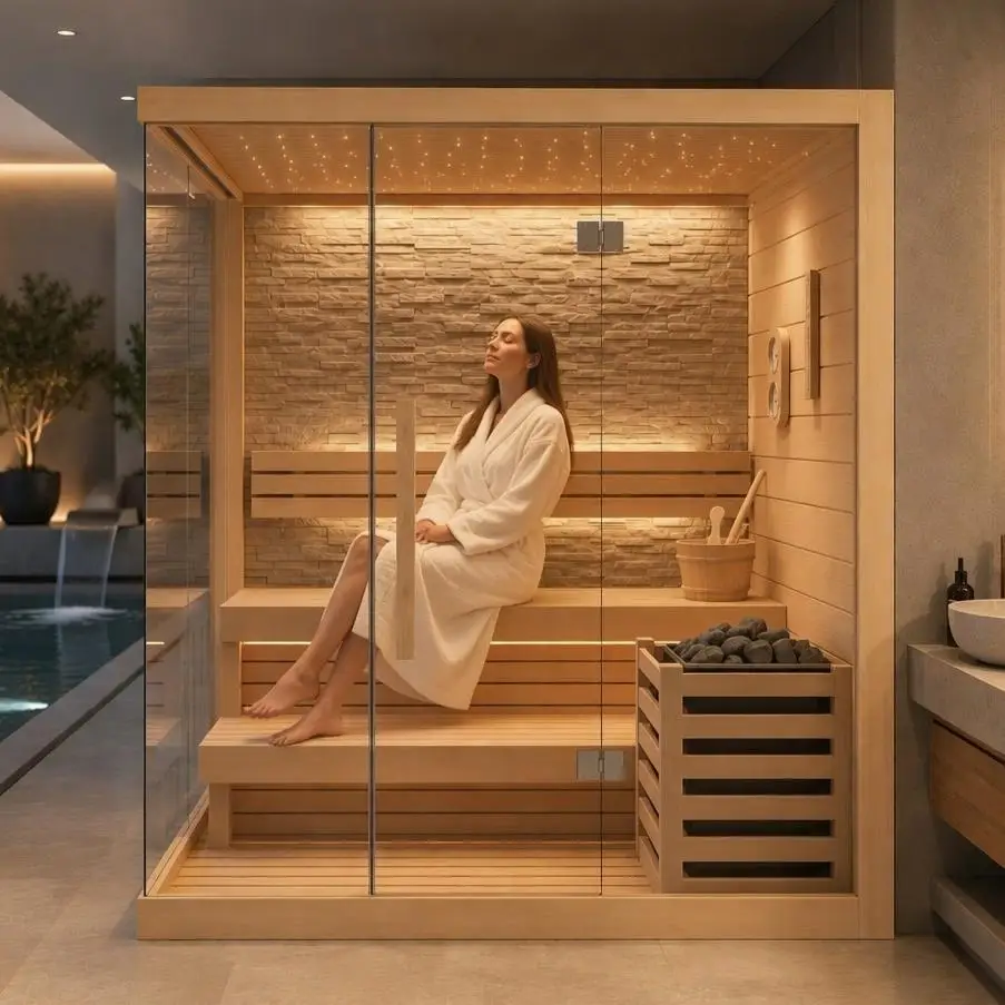 FL Sauna Safety Overheat Protection Sauna Room For Family Kids Friendly Infrared Wooden Sauna Cabin