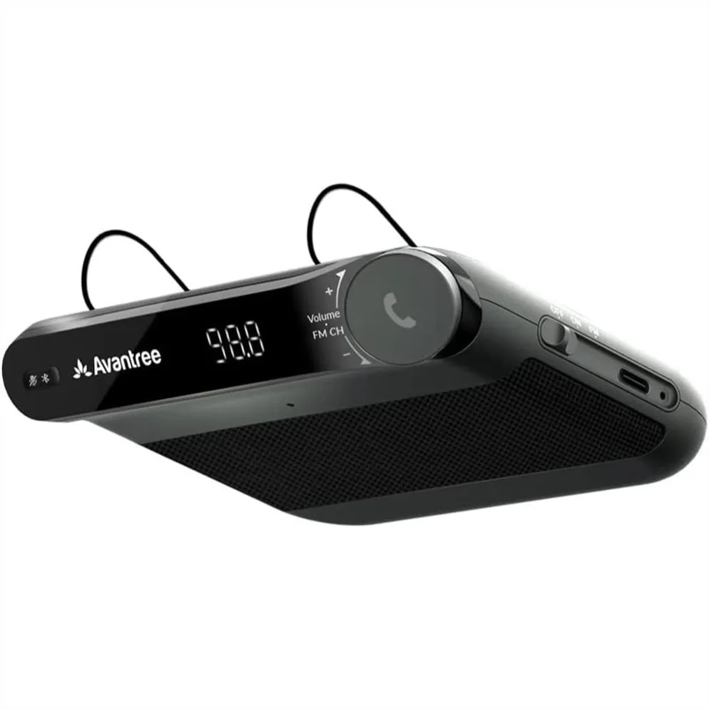 

2-in-1 Car Bluetooth Speaker & FM Transmitter for Hands-Free Calls & Music Streaming, 6W Speakers, 22hr Playtime
