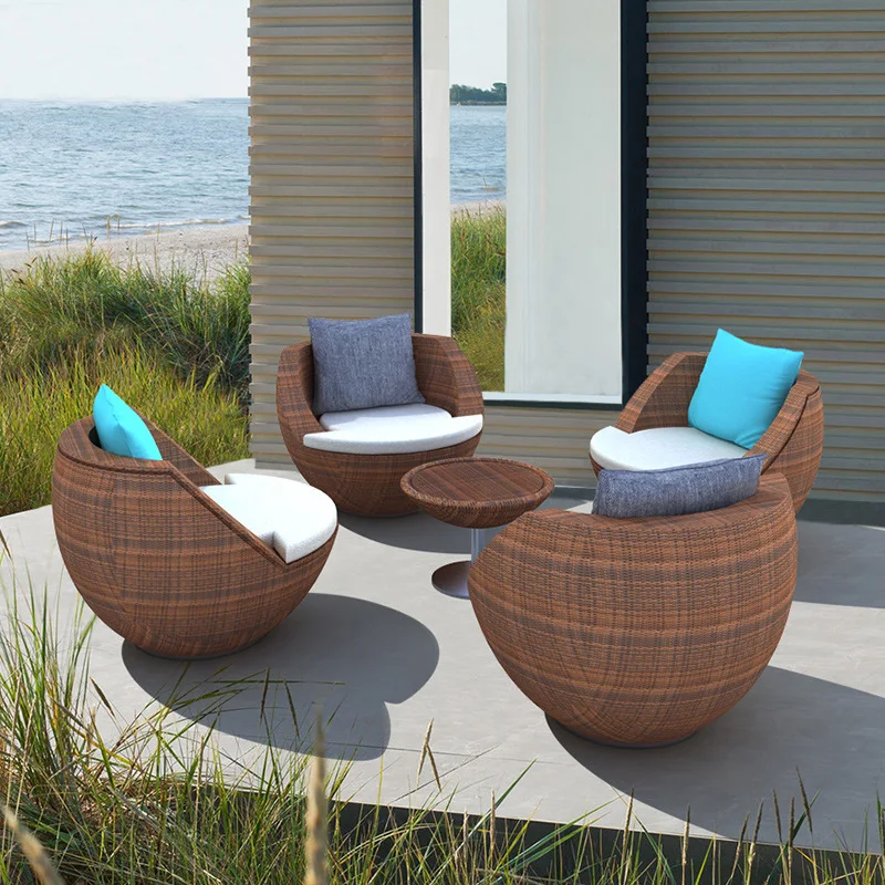 

Диван из ротанга для отдыха, стол и стул, журнальный столик, набор из пяти предметов, двор, терраса, балкон, гостиная, уличный стул из ротанга