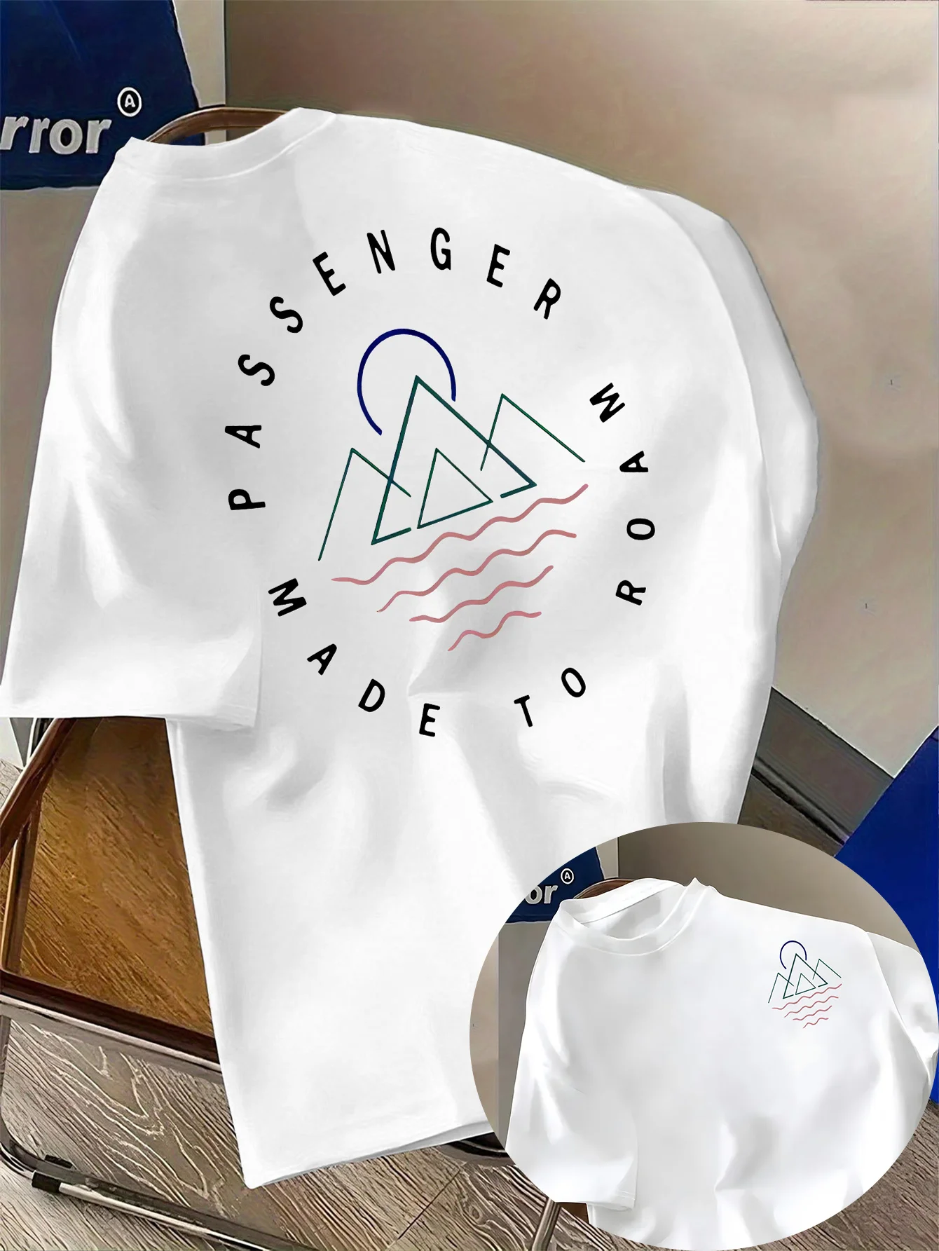 Men's Summer Mountain Wave Print T-Shirt, 