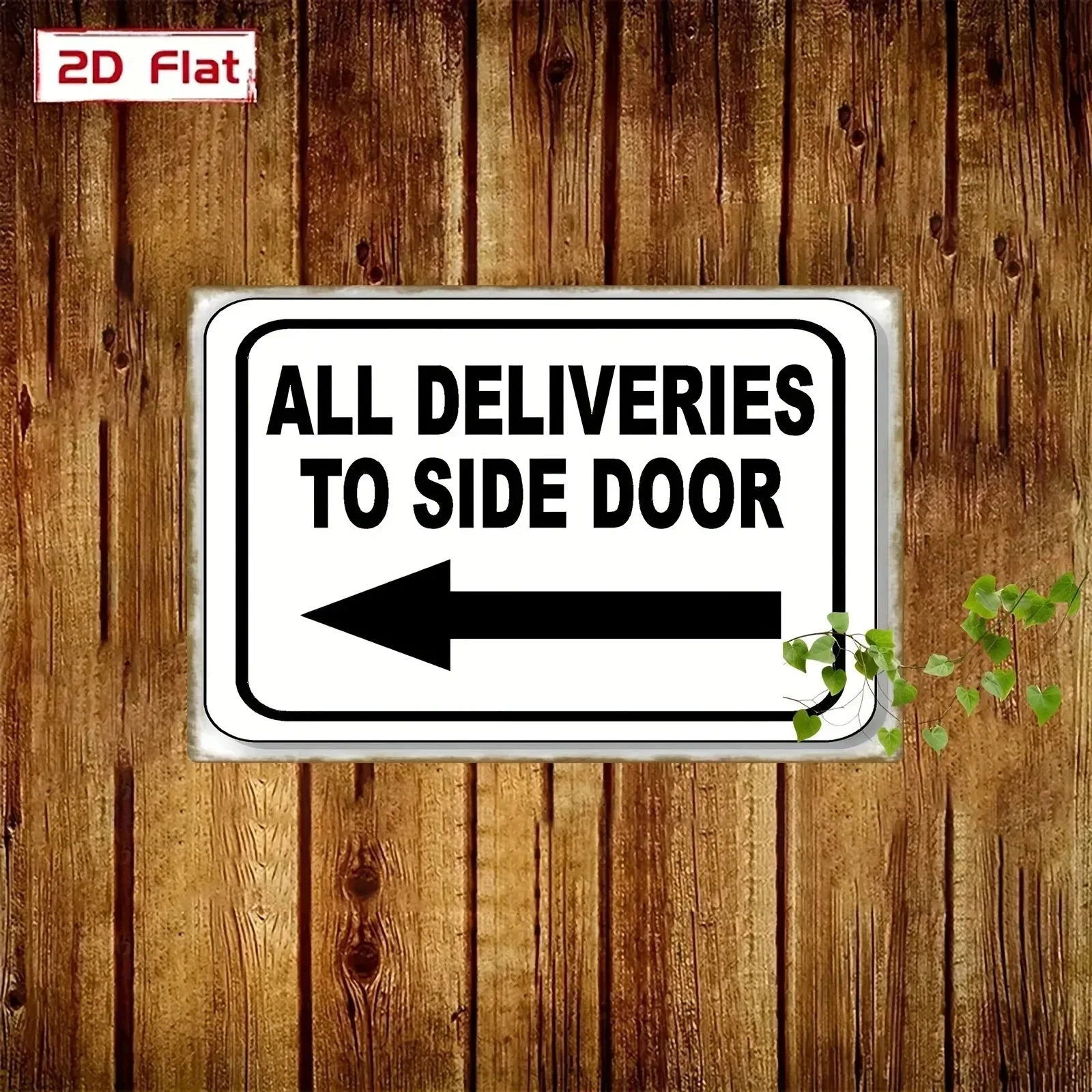 CIFbuy 2D Flat Customizable 8x12in Side‑Door Delivery Metal Plaque, Personalized Black Arrow Rustic Wall Hanging Ornament Home W