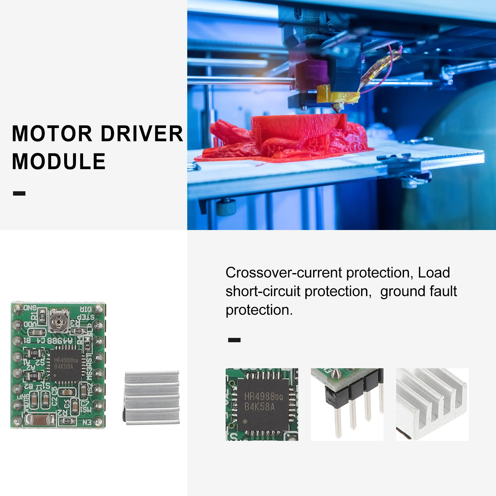 

5pcs A4988 Stepper Motor Driver Module For 3D Printer Heat Sink 1/16 Microstepping Cnc Machine 3D Printing Accessories