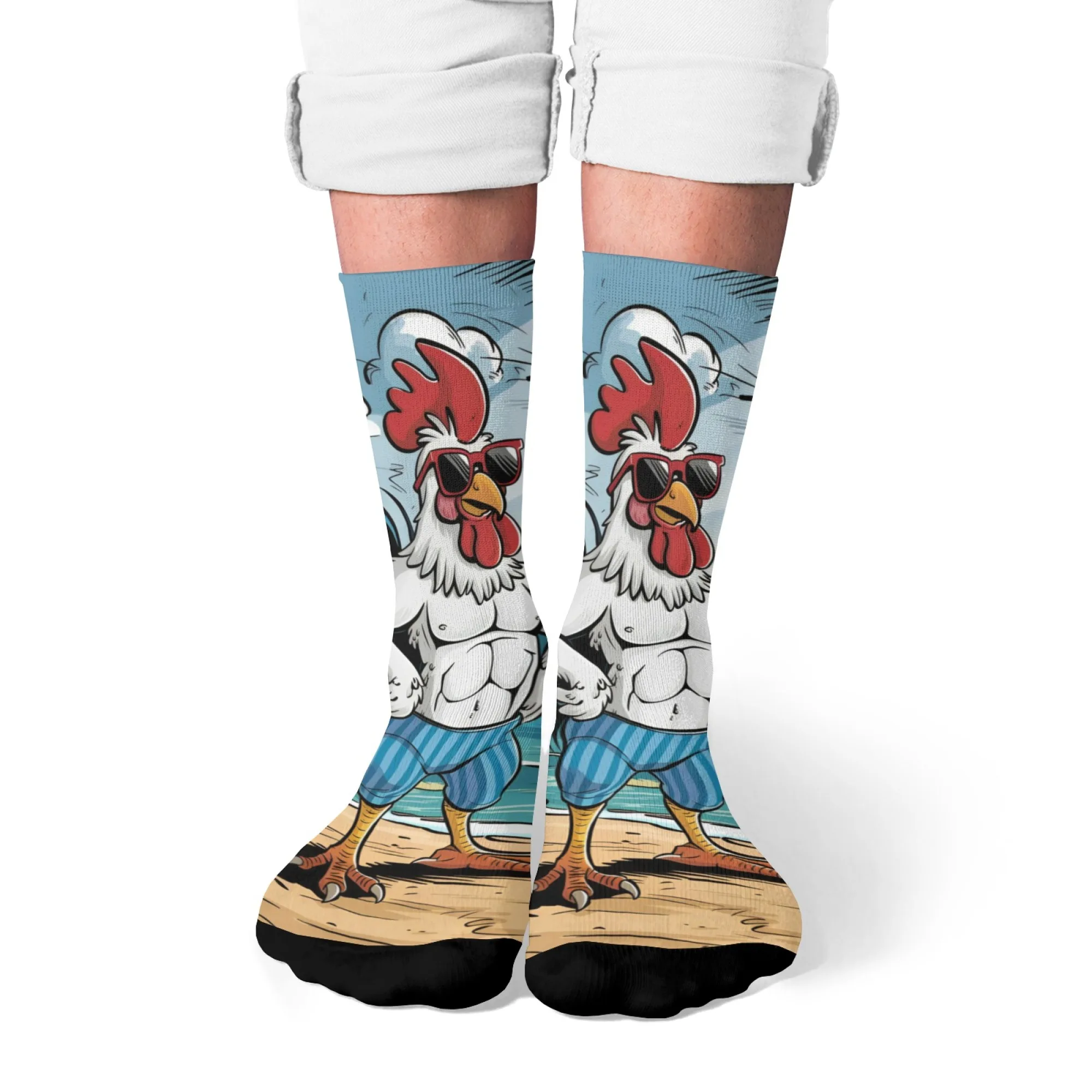 Lustige Hahn Cartoon Herrensocken Harajuku Stil Neuheit Straße Hip-Hop Trend Socken glückliches Geschenk bequeme rutschfeste Freizeitsocken