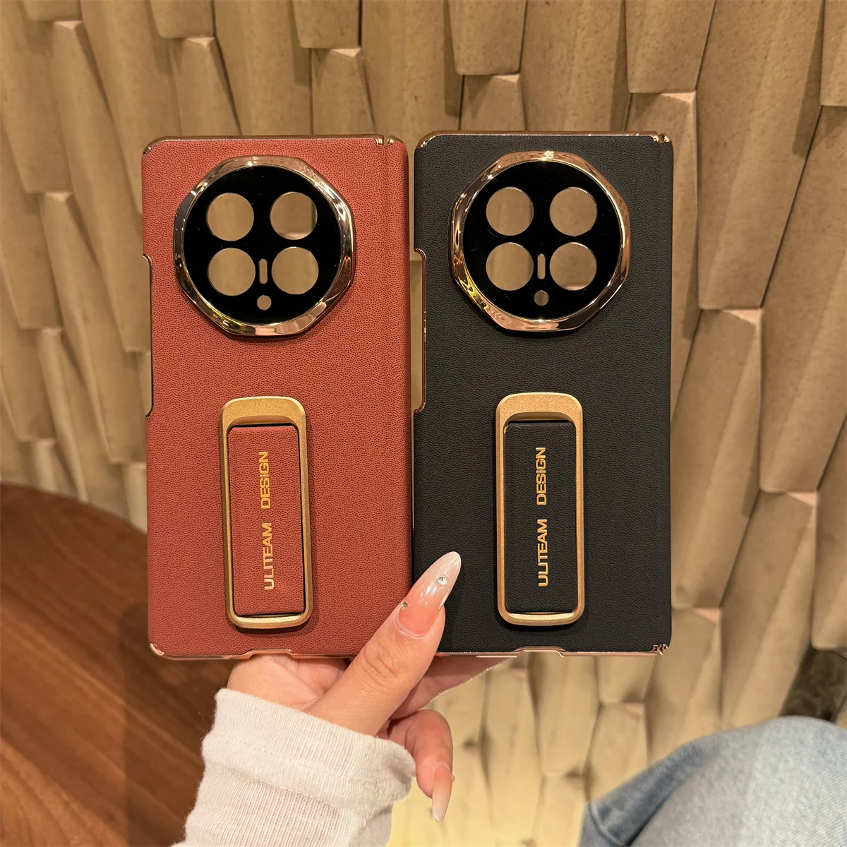 

Чехол для Honor Magic V6, роскошный, из искусственной кожи, с полным покрытием, защитный, с держателем для ремешка, задняя крышка, с позолоченной окантовкой.