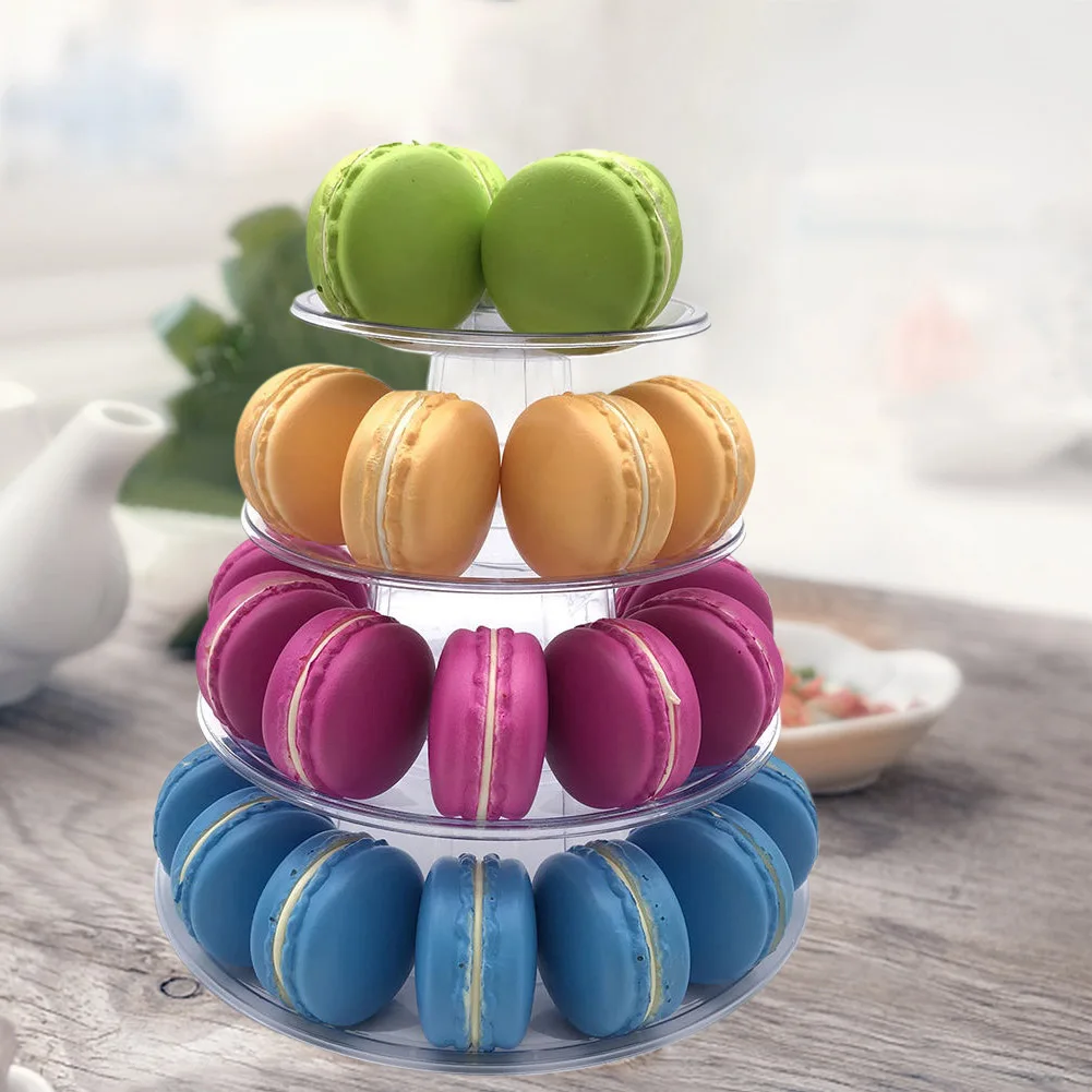 PVC 4/6 Tiers Cakes Stands Transparent Candies Shelf Macaron Cupcakes Display Tray Holder Household Party Supplies