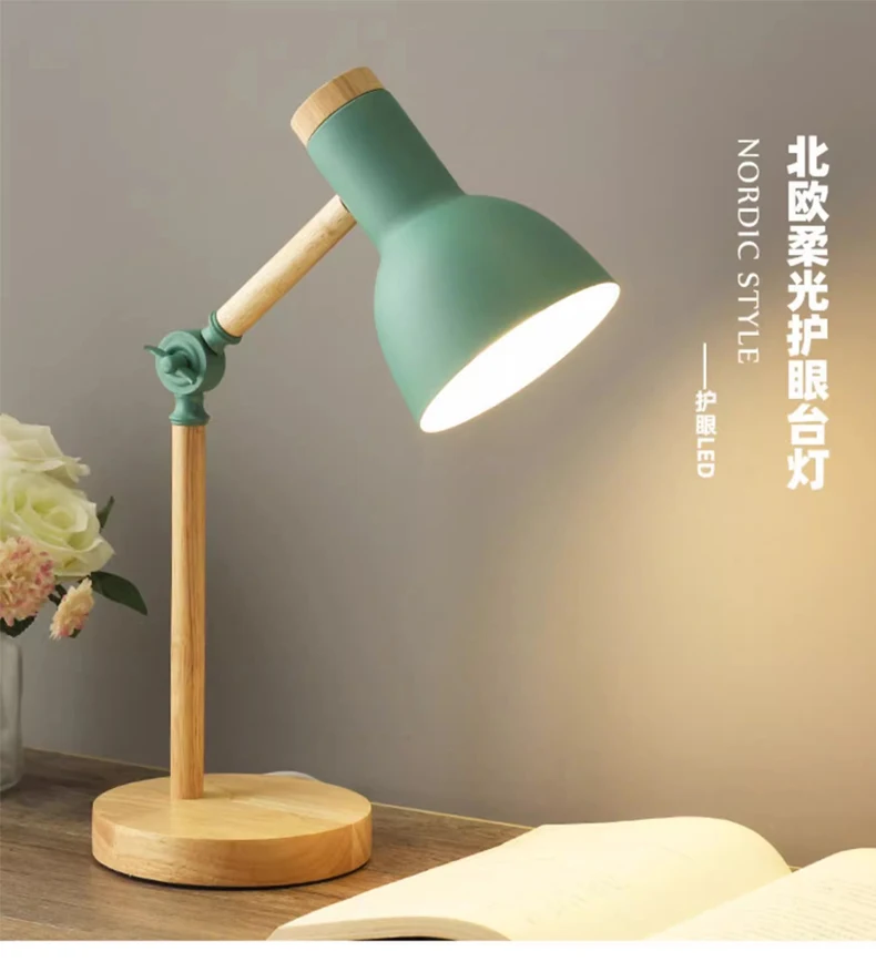 Nordic Decorative Eye Protection Small Table Lamp Modern Simple Cute Exquisite Bedroom Desk Bedside Lamp Girl Macaron Wood Lamp