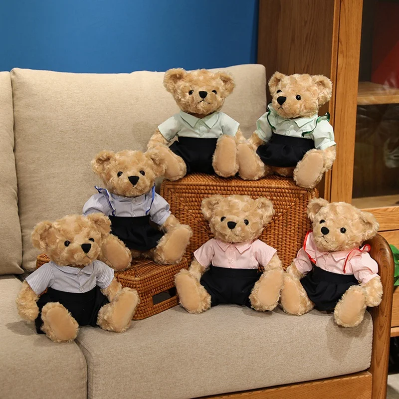 

25cm Cute Teddy Bear Shirt-Wearing Bear Plush Toy Stuffed Bear Doll Graduation Gift for Girls Couple Gift Best Friends Gift