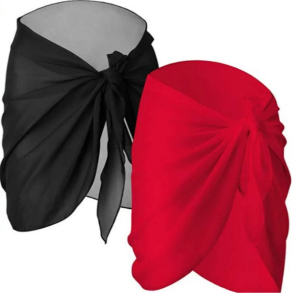 

Короткая шифоновая юбка-саронг с запахом — женская летняя пляжная накидка и повседневный топ без рукавов, богемное парео-бикини