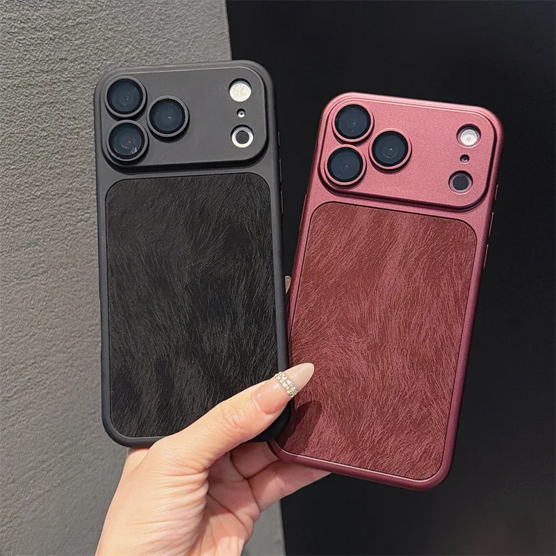 Luxury Solid Color Feather Yarn Velvet Texture Phone Case For iPhone 17 16 15 14 13 12 11 18 Pro Max Shockproof Protective Cover