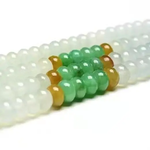 Latest Natural Myanmar Jade Handmade Pendant Necklace Rope Genuine Three-color Beads Jadeite Chain Jewelry Accessories Unisex