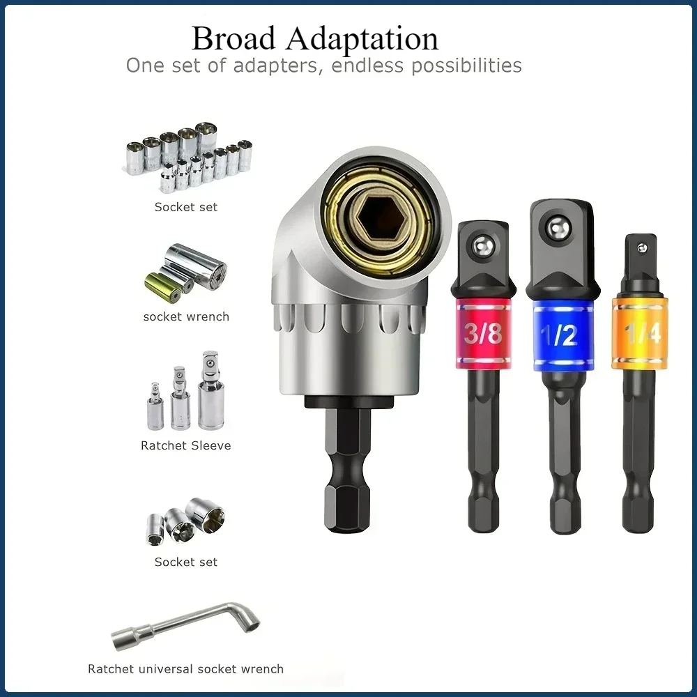 Adaptador de enchufe de ángulo de 105 grados de grado de impacto, herramienta manual eléctrica, juego de extensión de controlador, soporte de destornillador, accesorio de tuerca de taladro