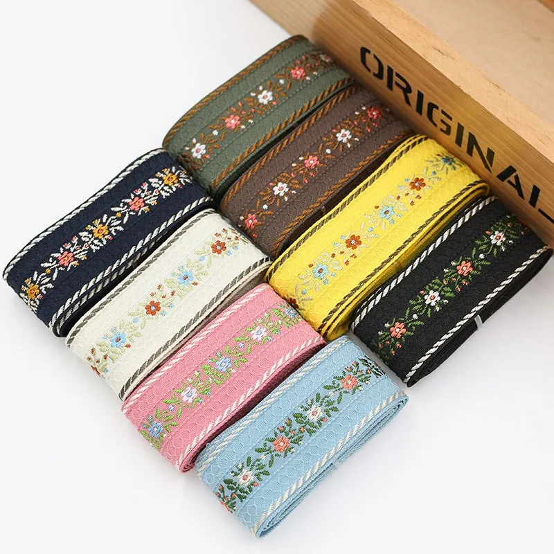 1 Yards Flower Vintage Handmade Embroidered Jacquard Ribbons Clothing