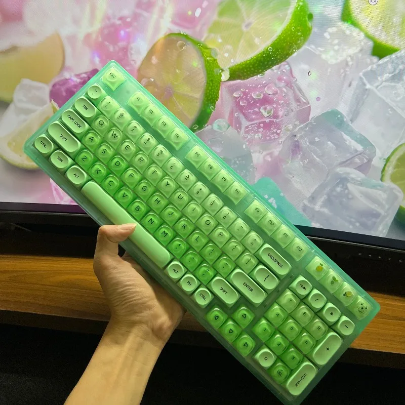 Lime 98 Keys Tri‑Mode Mechanical Keyboard Hot‑Swappable Transparent Shell RGB Backlit Wireless Bluetooth Custom Gaming Keyboard