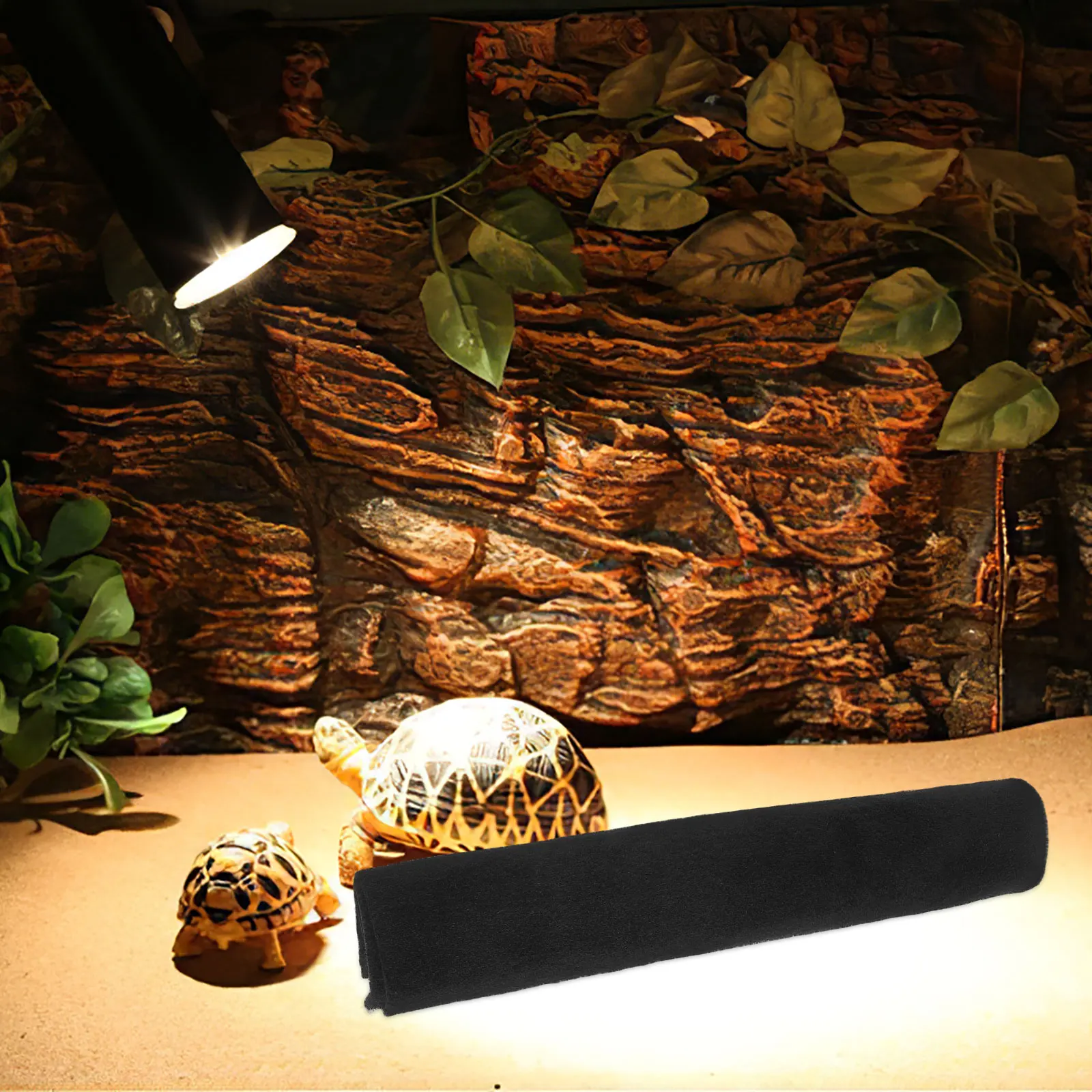 

Black Reptile Bedding Mat Tortoise Tank Flooring Lizard Cage Carpet Easy Clean Warm Pet Habitat Supplies Lizard Cage Carpet
