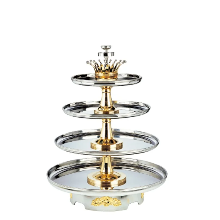C142 Stainless Steel 4 Tiers Buffet Revolving Stand