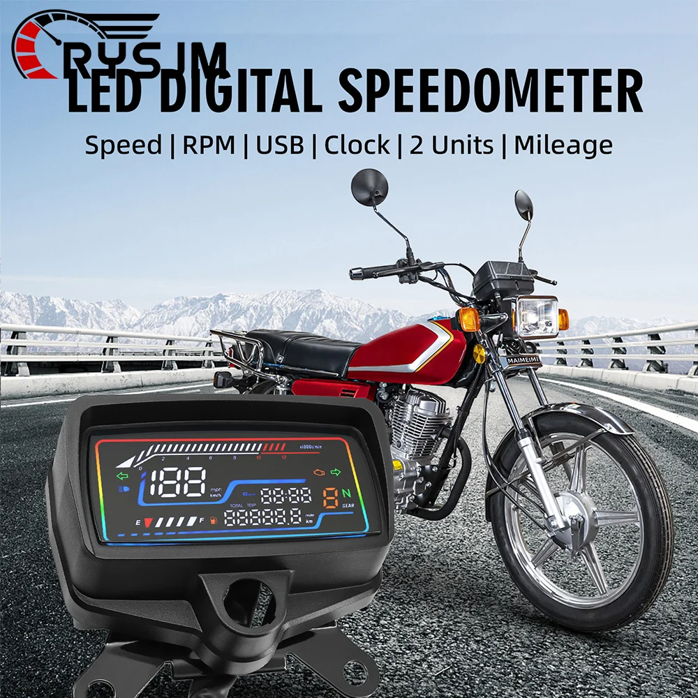 SS Motorcycle LED Odomete Digital Dashboard Instrument Tachometer Fuel Gauge Speedometer RPM Odometer Meter For Honda CG125-150